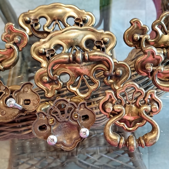 Vintage brass French American Dresser pulls - Picture 7 of 16